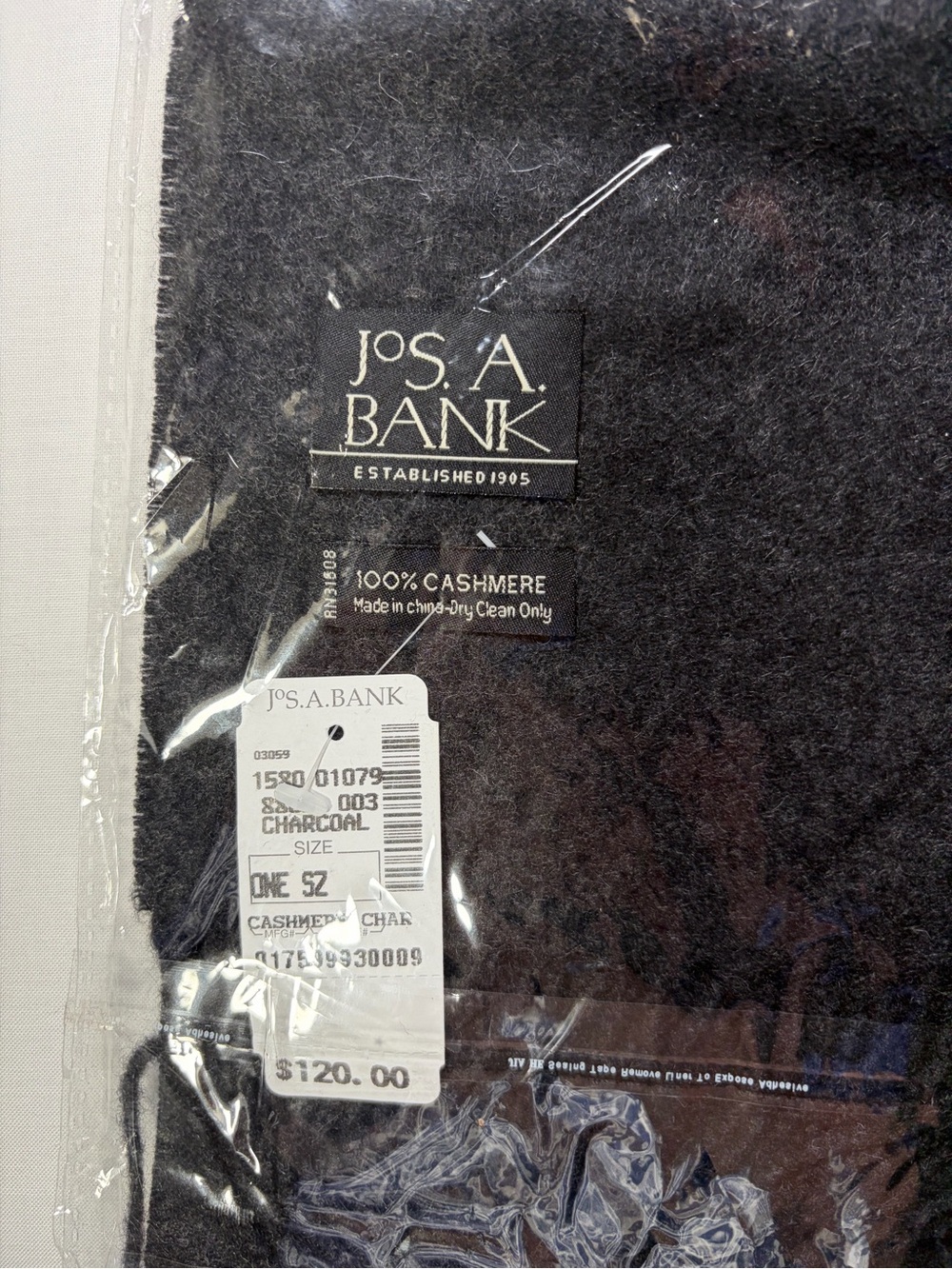 Jos. A. Bank Charcoal Cashmere Scarf